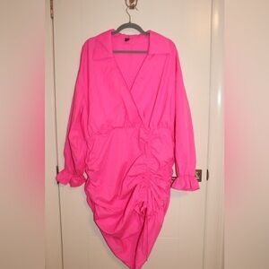 SHEIN Pink Asymmetrical Ruched Dress
